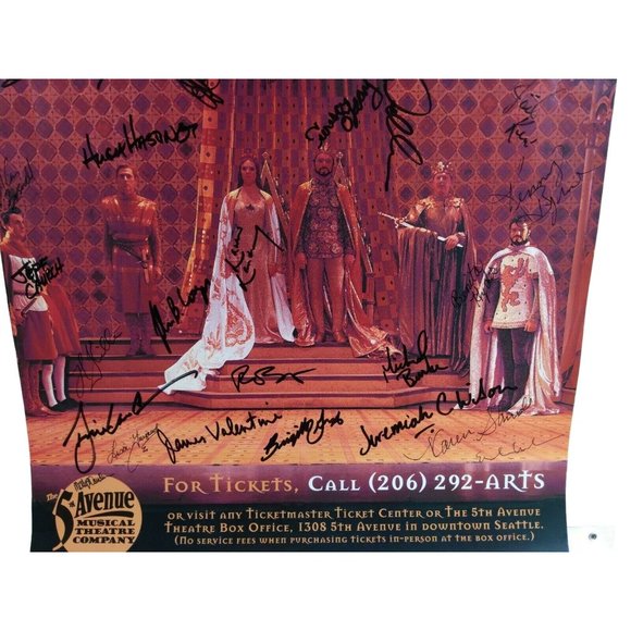 VINTAGE AUTHENTIC “CAMELOT” CAST SIGNED THEATRE POSTER Seattle Window Card 1999 - Picture 3 of 6